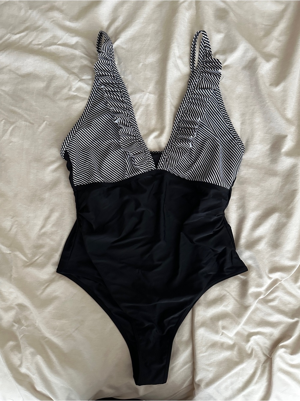 Striped Black One-Piece Swimsuit